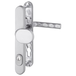 Hoppe Haus- und Nebeneingangstür Schmalrahmen-Wechselgarnitur Hamburg 86G/3359ZA/3357N/1700FA, Alu edelstahlfarbig eloxiert F31-1, S childbreite 36mm, Produktbild