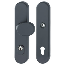 Hoppe Einbruchsschutz Haus- und Nebeneingangstür-Wechselgarnitur ohne Lochteil 86G/3332ZA/3310, Alu schwarz matt F9714M, Schildbreite 54mm, Langschild Produktbild