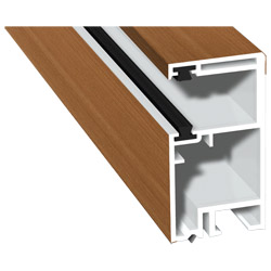 Rollladenführung 30x57mm Lg. 6,00m foliert, mit zwei schwarzen Bürsten GK Braun 315 2009-167 Streifen-Douglasie Produktbild