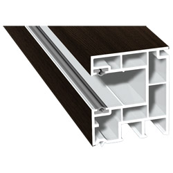 Maxi-Rollladenführung 40x47mm Lg. 6,50m foliert, GK Braun, mit zwei schwarzen Weichlippen 214 0005-167 Eiche Grau Produktbild