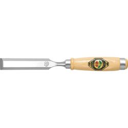 Stechbeitel B. 6 mm mit 2 Stahlzwingen   Weißbuchenheft Ulmer Form Produktbild