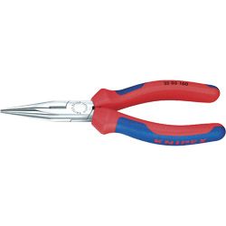 KNIPEX Flachrundzange (Radio) verchromt gerade mit Mehrkomponentenhüllen Produktbild