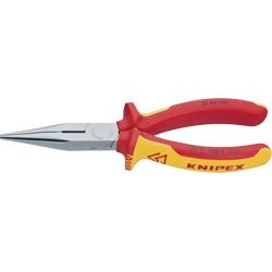 KNIPEX Flachrundzange VDE (Radio) verchromt gerade mit Mehrkomponentenhüllen Produktbild