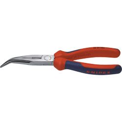 KNIPEX Flachrundzange (Storch) verchromt gewinkelt mit Mehrkomponentenhüllen Produktbild