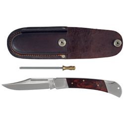 Vielzweckmesser Klingen-L.120mm Leder-Gürteletui m.Holzheft Produktbild