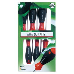 Schraubendrehersatz 6tlg. Schlitz 4/5,5/6,5/PH 1/2/PZD 2 WIHA  m.Rundklinge Chrom matt/Mehrkomp.-Griff SoftFinish m.Größenleitsystem i.SA/Krt. Produktbild