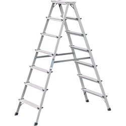 Stufenstehleiter Aluminium 7 Stufen beidseitig begehbar ZARGES  eloxierte Holme Arbeitshöhe bis ca.3100mm Produktbild