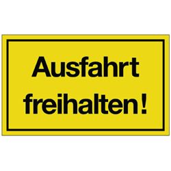 Hinweiszeichen Ausfahrt freihalten!   L250xB150 mm gelb schwarz Kunststoff Produktbild