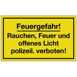 Hinweiszeichen Feuergefahr   L250xB150 mm gelb schwarz Kunststoff Produktbild