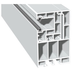 Adapterprofil 55x90mm Lg. 6,00m Revision außen <(>&<)> Mini-Rollladenführung 40x47mm Lg. 6,00m Weiß, mit zwei grauen WL, VE: 18 m Produktbild