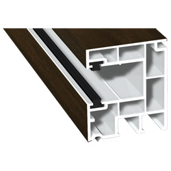 Rollladenführung 40x47mm Lg. 6,50m foliert, mit zwei schwarzen Bürsten GK Braun 217 8007-167 Nussbaum Produktbild
