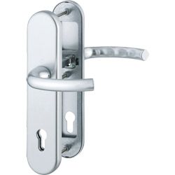 Haustür-Schutzgarnitur 1710/3331/3410 Garnitur (beids. Lochteile für HOPPE-Schnellstift)/ES1/F1 Alu natur/Profilzylinder 92mm/8mm/Vierkantstift für Tü Produktbild