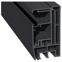 Adapterprofil 80x43mm Lg. 6,00m foliert, Revision außen <(>&<)> Rollladenführung 57x30mm Lg. 6,00m GK Grau, mit zwei schwarzen Bürsten 436 7003 Anthra Produktbild