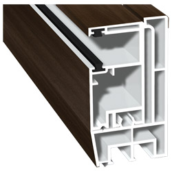 Adapterprofil 80x43mm Lg. 6,00m foliert, Revision außen <(>&<)> Rollladenführung 57x30mm Lg. 6,00m GK Braun, mit zwei schwarzen Bürsten 49237 Siena No Produktbild