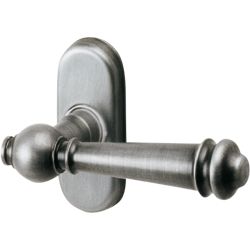 Fenstergriff 826 ES IV ungehämmert stahlgrau mit 90° Rasterung Stift 7 mm, 35 mm vorstehend, drehbar befestigt auf Rückplatte Schraubloch-Abstand 43 m Produktbild