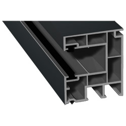 Rollladenführung 40x47mm Lg. 6,50m foliert , mit zwei schwarzen Bürsten GK Grau 70 1605-083 Anthrazitgrau Glatt Produktbild