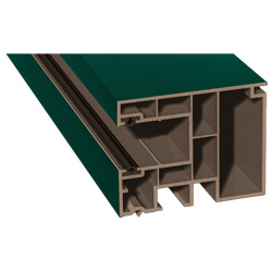 Maxi-Rollladenführung 59x47mm Lg. 6,50m foliert, GK Braun, mit zwei schwarzen Weichlippen 60 0505-167 Moosgrün Produktbild