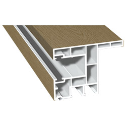 Rollladenführung 63x47mm Lg. 6,00m foliert, mit Nase, mit zwei schwarzen Bürsten GK Braun 311 8076-168 Eiche Natur Produktbild
