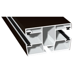 Doppel-Rollladenführung 77x47mm Lg. 6,00m foliert, mit vier schwarzen Bürsten GK Braun 88 7505-167 Schokobraun Produktbild
