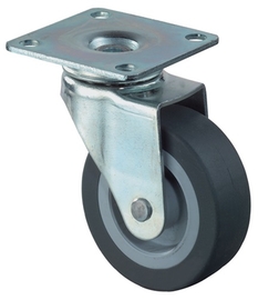 Lenkrolle Rad-D. 50 mm Tragfähigkeit 40 kg   mit Anschraubplatte Gummi grau Produktbild
