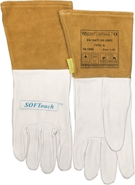 Schweißerhandschuhe Größe L (9) natur/orange   Ziegennarben-/Rindspaltleder/Softouch EN 388, EN 12477, EN 1149-2 Produktbild