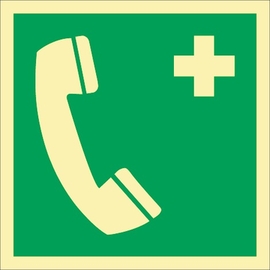 Rettungszeichen L148xB148 mm  ASR A1.3/DIN EN ISO 7010/DIN 67510 Nottelefon Folie Produktbild