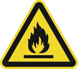 Warnzeichen 200 mm  ASR A1.3/DIN EN ISO 7010 Warnung feuergefährliche Stoffe Kunststoff Produktbild