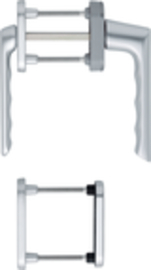 099KH/66N/U26/0739/66NS/49PNS Garnitur/F1 Alu natur/N10A, mit Arretierung, alusilber/7 mm/Profilzylinder/63-73 mm/HOPPE-Logo Produktbild