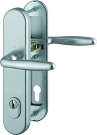 1510/3332ZA/3310 Garnitur (beids. Lochteile für HOPPE-Schnellstift)/ES1/F9 Alu Stahl/Profilzylinder 92mm/10mm/Vierkantst Produktbild