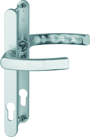 1540/303N Garnitur (beids. Lochteile für HOPPE-Schnellstift) / F1 Alu natur / 8 mm / Profilzylinder 92 mm / 67-72 mm / HOPPE-Logo Produktbild