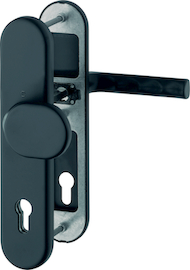 86G/3331/3310/1700 Garnitur HOPPE-Schnellstift / ES1 / F9714M schwarz matt / 10 mm / Profilzylinder 92 mm / 67-72 mm / HOPPE-Logo Produktbild