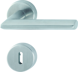 E1140/42H/42HKVS Garnitur/F69 Edelstahl matt/8 mm//Ovalbart/40-45 mm/HOPPE-Logo Produktbild