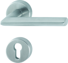 E1140/42H/42HKVS Garnitur/F69 Edelstahl matt/8 mm//Profilzylinder/40-45 mm/HOPPE-Logo Produktbild