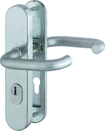 E138Z/3332ZA/3310 Garnitur (beids. Lochteile für HOPPE-Schnellstift)/ES1/F69 Edelstahl matt/8 mm/Profilzylinder 72mm/42- Produktbild