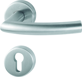 E1430/42H/42HKVS Garnitur/F69 Edelstahl matt/8 mm//Profilzylinder/40-45 mm/HOPPE-Logo Produktbild