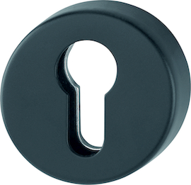 E42HS Stück, Innenseite / F9714M schwarz matt / Profilzylinder / Schraubloch Ø5.3 mm, Nocke 5 mm vorstehend / durchgehende Verschraubung Produktbild