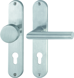 E58/302/1400Z Garnitur HOPPE-Schnellstift/F69 Edelstahl matt/8 mm/Profilzylinder 72mm/35-45 mm/HOPPE-Logo Produktbild