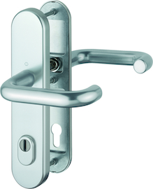 FS-138F/3332ZA/3310 Garnitur/Antipanik-Vierkantstift/ES1/F1 Alu natur/9mm/Profilzylinder 92mm/67-72 mm/HOPPE-Logo Produktbild