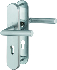 FS-E1400F/3331/3310 Garnitur/Profilvollstift/ES1/F69 Edelstahl matt/9mm/Profilzylinder 72mm/42-47 mm/HOPPE-Logo Produktbild