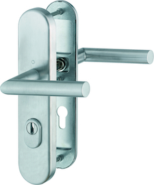FS-E1400F/3332ZA/3310 Garnitur/Profilvollstift/ES1/F69 Edelstahl matt/9mm/Profilzylinder 72mm/42-47 mm/HOPPE-Logo Produktbild