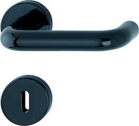 K138/15/15S Garnitur/ohne Einlegeteil/F9005 tiefschwarz/8mm//Ovalbart/Türdicke 40-44mm Produktbild