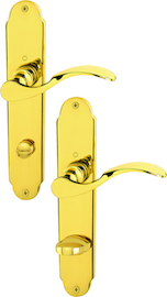 M112SLN/2021 Garnitur / F71 Messing poliert / 8 mm / 8 mm / Schlitzkopf/Olive 78 mm / 37-42 mm / HOPPE-Logo Produktbild