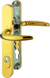 M1530/3359ZA/3357N Garnitur/ES1/F77-R Messingf.poliert - Resista®/8 mm/Profilzylinder 92mm/67-72 mm/HOPPE-Logo Produktbild