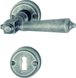 M172/15K-2/15KS-2 Garnitur/F56 Silber antiqua/8mm//Buntbart/Türdicke 32-66mm/ Produktbild