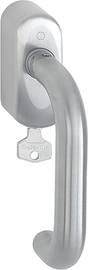 E138Z/US950S 100NM F69-S Edelstahl matt - SecuSan (nur für Innenbereich geeignet)/N10A, mit Arretierung/7mm/24mm vorst./Druckzyl. H0 01/HOPPE-Logo/90° Produktbild