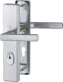 E1643Z/2222ZA/2210 Garnitur (beids Lochteile für HOPPE-Schnellstift)/ES1/F69 Edelstahl matt/Profilzylinder 72mm/8 mm/Vi Produktbild