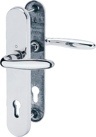M151/361A/360 Garnitur HOPPE-Schnellstift///F49-R verchromt - Resista®/10mm/Profilzylinder 92mm/67-72 mm/HOPPE-Logo Produktbild
