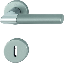 1405/42KV/42KVS Garnitur HOPPE-Schnellstift / F49/F9-2 verchromt/Alu Stahl matt / 8 mm / Ovalbart / 37-42 mm / HOPPE-Logo Produktbild
