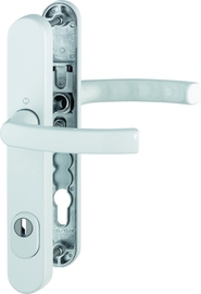 1540/3359ZA/3357N Garnitur / F9016 verkehrsweiß / ES1 / 8 mm / Profilzylinder 92 mm / 67-72 mm / HOPPE-Logo Produktbild