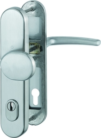 E86G/3332ZA/3310/1310Z Garnitur HOPPE-Schnellstift / ES1 / F69 Edelstahl matt / 10 mm / Profilzylinder 92 mm / 67-72 mm / HOPPE-Logo Produktbild